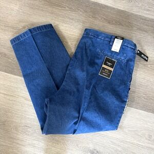 NWT Haggar Navy Work to Weekend Classic Fit Denim Trousers Men's Size 48x31